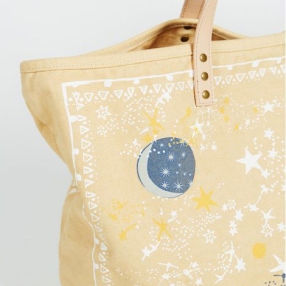 Free People Rosewood Tote Canvas Large Celestial Galaxy Print NWT - Picture 3 of 12